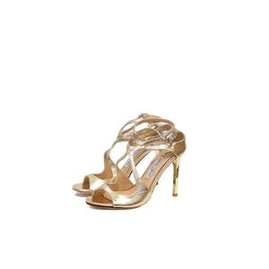 Jimmy Choo ‘Lang’ Gold Metallic Leather Sandals – Size US 7 / UK 4.5 / EU 37